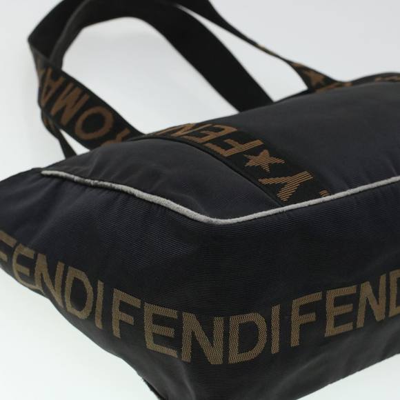 FENDI Tote Bag Nylon Black Brown Auth 44164 - Picture 15 of 16